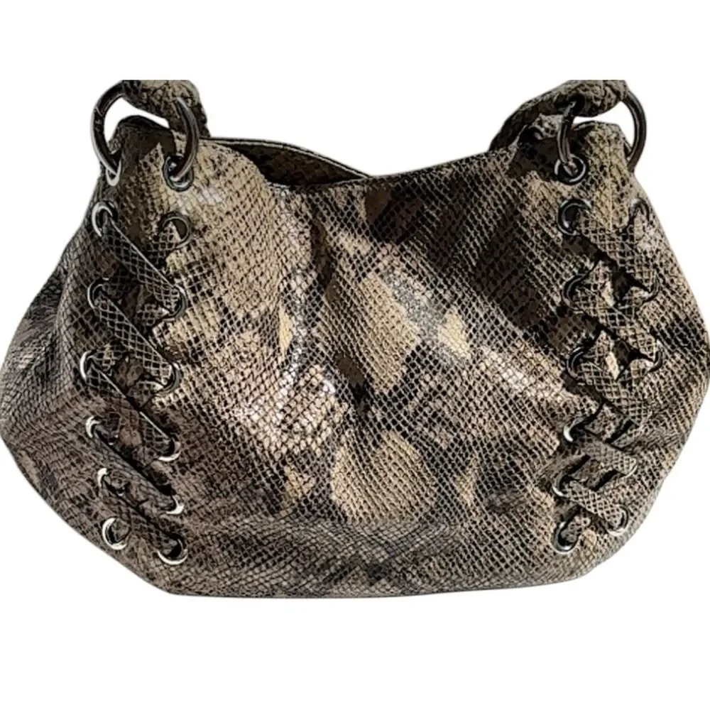Michael Kors Python Satchel Y2K Laced Large Silver Hardware Pockets Shoulder